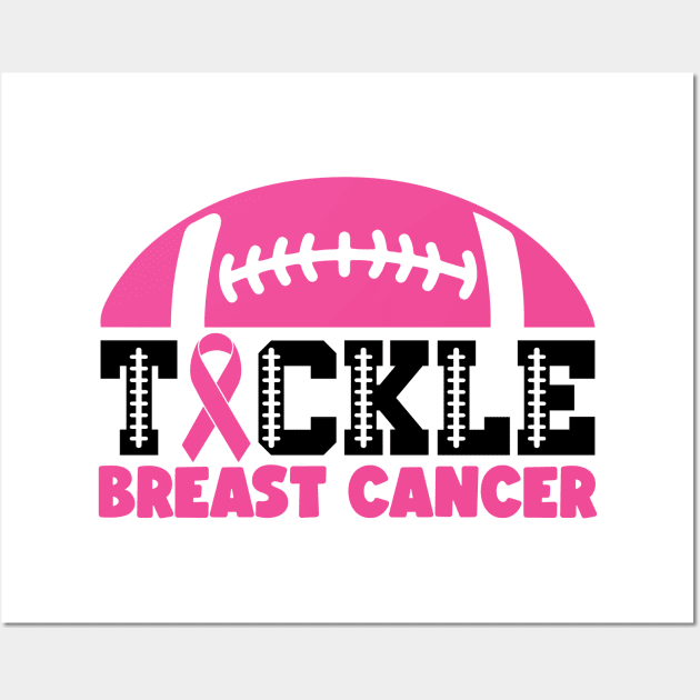 Tackle Breast Cancer Football Sport Awareness Support Pink Ribbon Wall Art by Color Me Happy 123